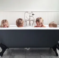 Photo of a family in the bathroom
