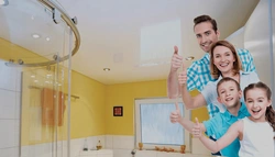 Photo of a family in the bathroom