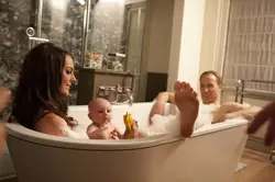 Photo of a family in the bathroom