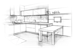 Photo How To Draw A Kitchen