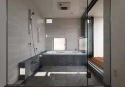 Bath room bathtub in the floor photo