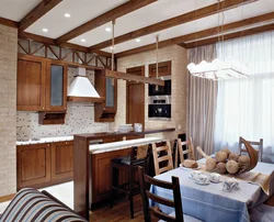 Kitchen living room made of wood photo