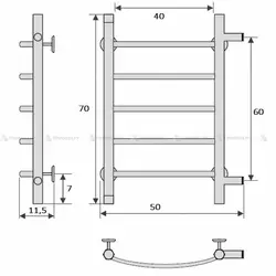 Bathroom heated towel rail photo dimensions