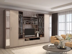 Living room furniture photo with mirrors