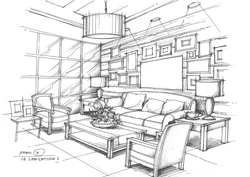 Drawing living room photo