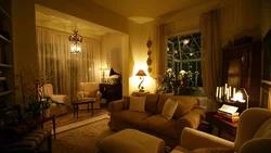Living room in the evening photo