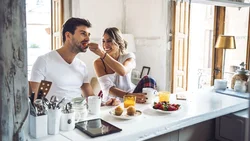 Kitchen with steam photo