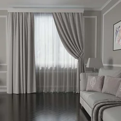 Living room corner curtains photo