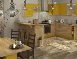 Golden oak kitchen photo