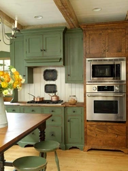 Wooden kitchen painted photo