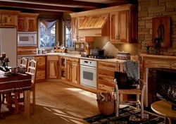 Wooden kitchen painted photo