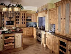 Wooden kitchen painted photo