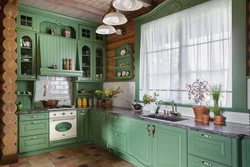 Wooden kitchen painted photo