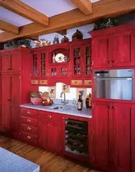 Wooden kitchen painted photo