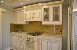 Бежево золотая кухня фото