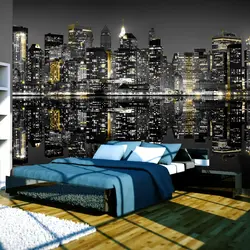 Photo bedroom night city