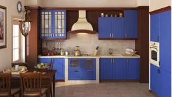 Сине коричневая кухня фото