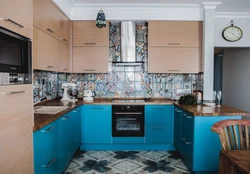 Blue brown kitchen photo