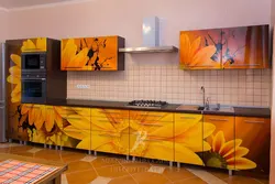 Kitchen with gerberas photo