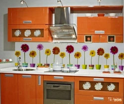 Kitchen with gerberas photo