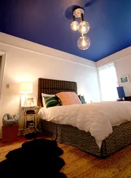 Colored Ceiling Bedroom Photo