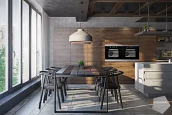 Photo of loft concrete kitchen