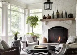 Fireplace on the loggia photo