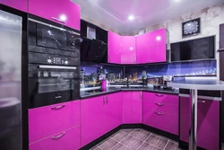 Кухни черно розовые фото