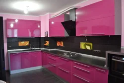 Kitchens black and pink photos