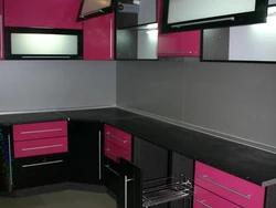 Кухни черно розовые фото