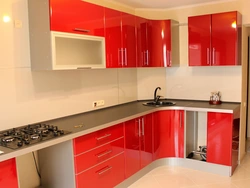 Кухня углом фото красная