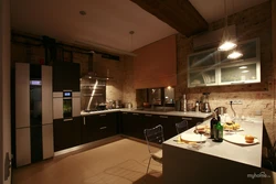 Photo of the kitchen in the evening