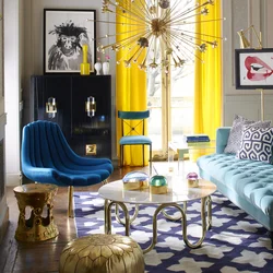 Yellow armchair in the bedroom interior