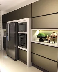 Kitchen design with wide refrigerator