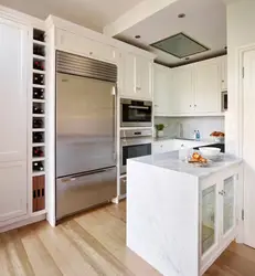 Kitchen design with wide refrigerator