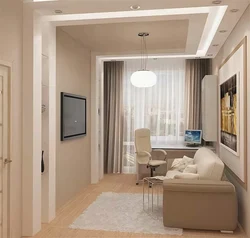 Narrow living room with balcony design