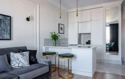 Design kitchen studio with sofa