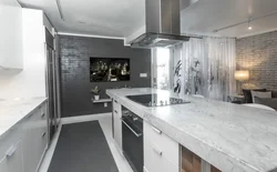Kitchen black and white design marble