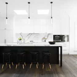 Кухня Черно Белая Дизайн Мрамор