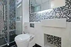 Мозаикалық сұр түсті ванна бөлмесінің дизайны