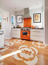 Kitchens with red floor design