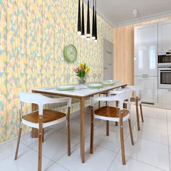 Kitchens with colored wallpaper design