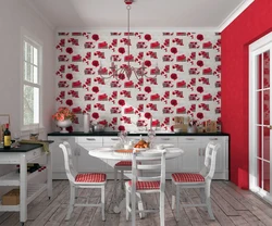 Kitchens with colored wallpaper design