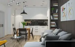 Design Of Euro-Room Apartment 45 M2 Kitchen Living Room