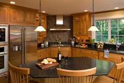 Kitchen design with stove on edge