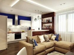 Living room kitchen design with corner sofa