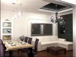 Дизайн кухни гостиной с угловым диваном