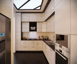 Small kitchen design with high ceiling