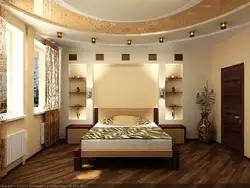 Дызайн сцен з гіпсакардону ў спальні