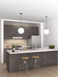 Gray kitchen design with breakfast bar